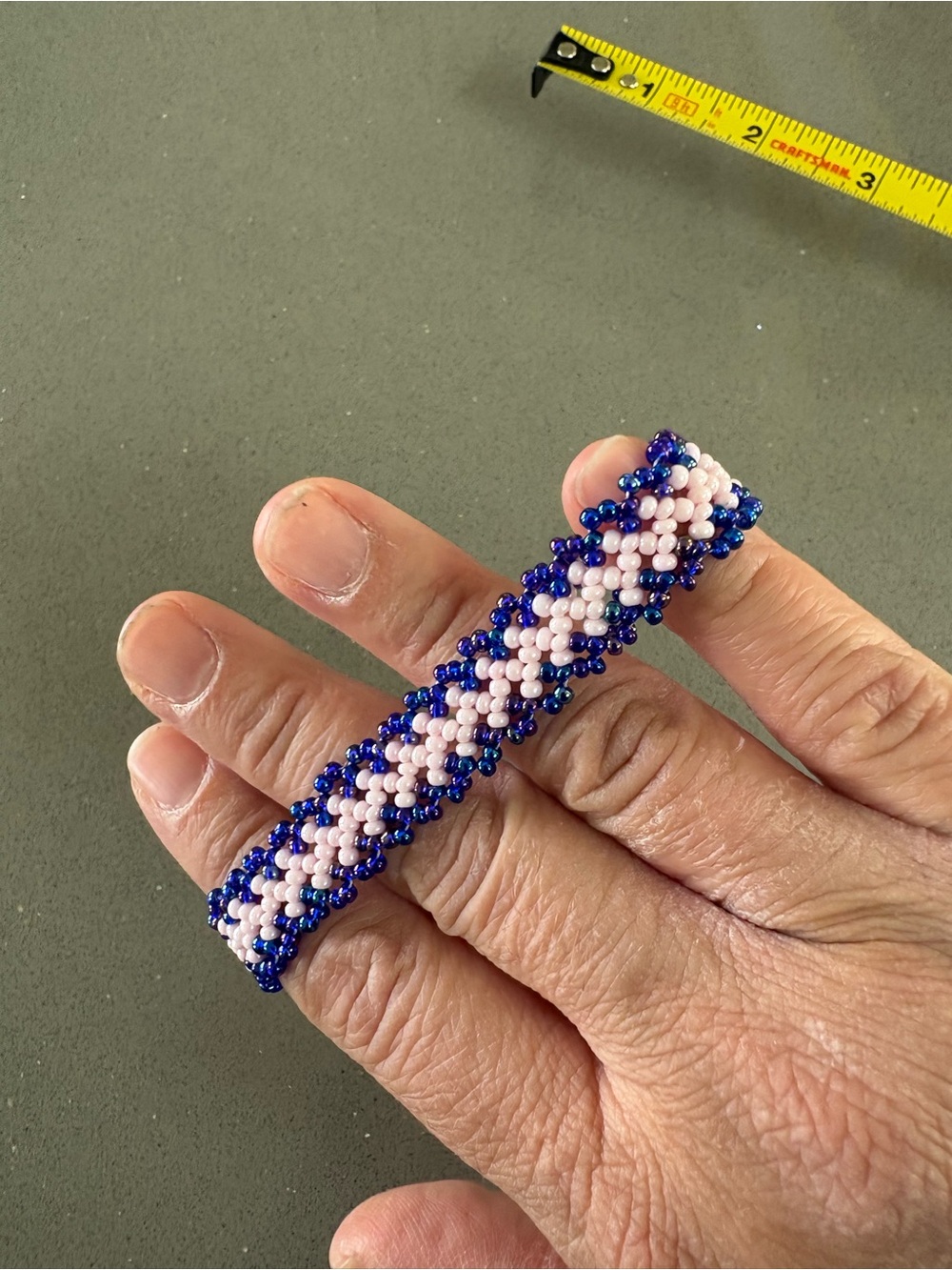 Handmade Beaded Bracelet in Pink and Blue
